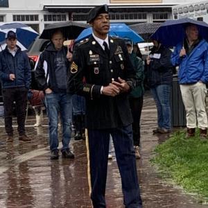 The Boothbay Harbor waterfront ceremony begins. ISABELLE CURTIS/Boothbay Register