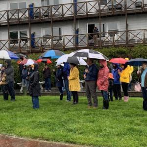 The Boothbay Harbor waterfront ceremony begins. ISABELLE CURTIS/Boothbay Register