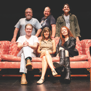 Cast members of "Don't Dress For Dinner," front, left: Ell Stanton, Laura Morris, and Christine Andersen; back row: George Bates,  Malachi Esancy, and Jack Sullivan. Photo: Jack Sullivan