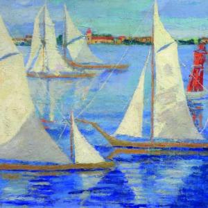 Jean de Botton (French, 1898-1978), Elements marins, oil on panel, 13 3/8" x 21 5/8". Courtesy of Wiscasset Bay Gallery