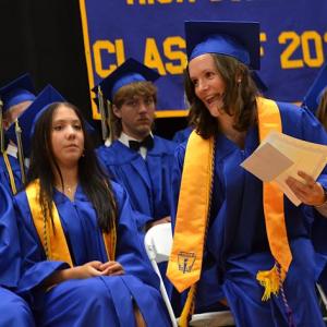 Rose Campbell returns to her seat after receiving one of several awards and scholarships during Awards Night June 10. KEVIN BURNHAM/Boothbay Register