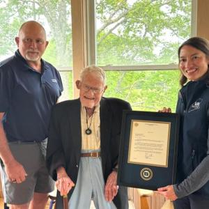 Michael Brann (Acting Director Veterans Benefits Adminstration), Dr. Barclay Shepard, and Director Tracye Davis (Medical Center Director – VA Maine Heatlhcare). Sarah A. Sherman photo