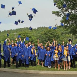 The cap tossing. STEVE EDWARDS/Boothbay Register