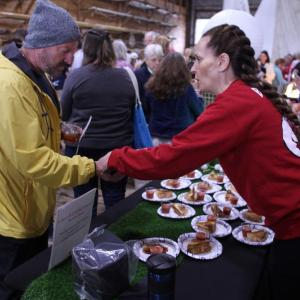 Serving a lobster bite. STEVE EDWARDS/Boothbay Register