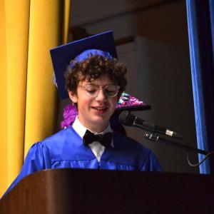 Ross Gaffney announces another gift. KEVIN BURNHAM/Boothbay Register