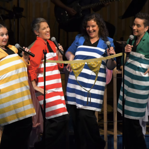 "The Bikinis" stars Emily Mirabile, Rebecca Rinaldi, Victoria Hamilton and Kelly Caufield. Show opens July 10 for six shows with a a live back up band. Leah Plummer photo