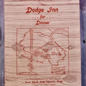 A menu from the Dodge Inn restaurant once located on the banks of the Sheepscot River in North Edgecomb..