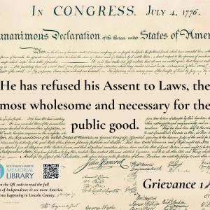Image of grievance 1 from the Declaration of Independence