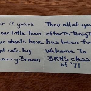 The document presented to Larry Brown from Tom Nickerson. Courtesy photo