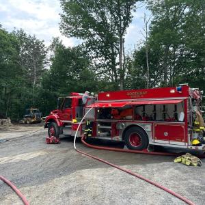 Firefighters at the scene of the fire at 7 Farnham Point Road, East Boothbay, June 30. Mark Sullivan photo