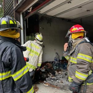 Firefighters at the scene of the fire at 7 Farnham Point Road, East Boothbay, June 30. Mark Sullivan photo