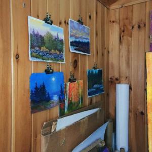 June’s paintings in her studio