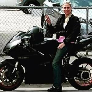 Kip Azzoni with her Ducati 848. Courtesy of Kip Azzoni
