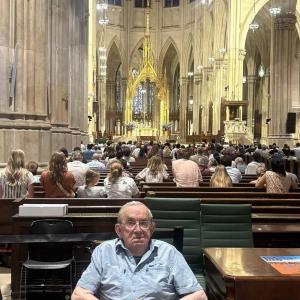 Myron McLellan of Boothbay at St. Patrick's Catholic Church in New York City. Courtesy of Margaret Salt McLellan