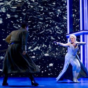 Elsa (Marie Eife) warning Hans (Paul Schwensen) to keep his distance in a scene from MSMT "Frozen" running through Aug. 1 Jared Morneau Photography