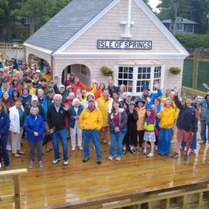 The gathering for the "Dedication Ceremony of the Isle of Springs Pier and Pier Shed." Courtesy photo