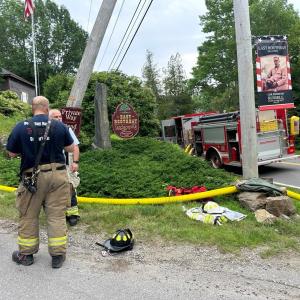 Southport Fire supporting water supply operations at a structure fire in East Boothbay. Mark Sullivan photo
