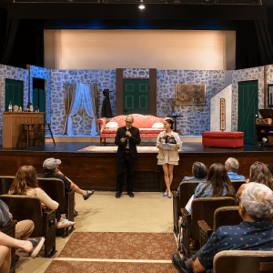 The prize giveaway at Waldo Theatre by Jeff Wiseman and Savannah Compare. Erica Berman photo