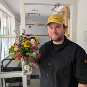 Bouquet delivered to Russell Brackett, chef at Lincoln Academy. Courtesy photo