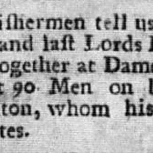 A clipping from the Boston News-Letter, America's first continuously published newspaper, in 1717. Courtesy photo