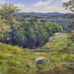 Cassie Sano, “View from Joe’s Trail” in the Maine Art Gallery’s current plein air show.