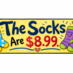 The Socks are 8.99 Image generated by AI.  by a friend.