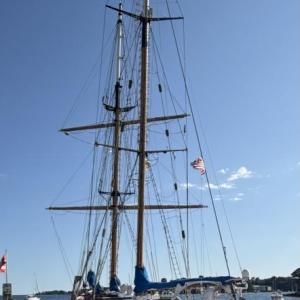 Based in Woods Hole, Massachusetts, the SVV Corwith Cramer makes a pit stop in Boothbay Harbor Aug. 15 carrying 20 high schoolers participating in an immersive educational voyage.  ISABELLE CURTIS/Boothbay Register