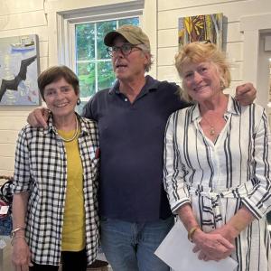 Gallery owners Kathleen Jones, left, and Diana Kerr with renowned photographer Peter Ralston. LISA KRISTOFF/Boothbay Register
