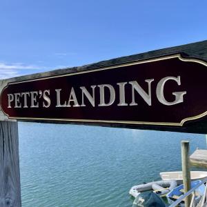 The new Pete's Landing sign. Len Mattano photo