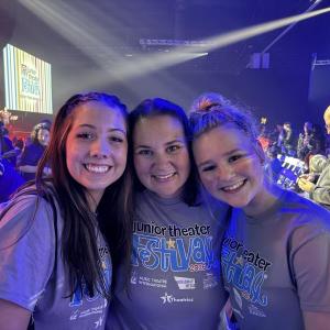 Emily Mirabile, center, with Sarah Harris and Sophia Mansfield at the 2026 Junior Theater Festival. File photo
