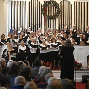 The Sheepscot Chorus preforming at the Congregational Church of Boothbay Harbor on a Christmas past. Courtesy of the Chorus