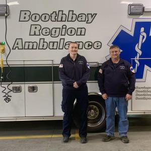 EMS Chief Kristen Roberts and BRAS Board President Robbie Ham look to the future as Boothbay Region Ambulance Service celebrates 50 years serving the local community. ISABELLE CURTIS/Boothbay Register