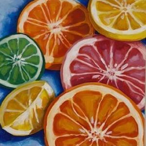 "Citrus Fruit Group #1" by Roz Davis from her show at Hall Gallery earlier this year. Courtesy of John Del Vecchio