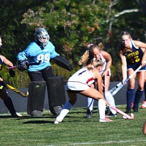 Lisbon's Maddie Earle scored on this play in the second quarter. KEVIN BURNHAM/Boothbay Registe