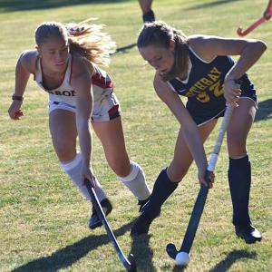 Mabel Kaler tracks down the ball in the second half. KEVIN BURNHAM/Boothbay Register