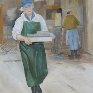 "Fish Market" 24" x 18" oil painting by Lynne Seitzer.