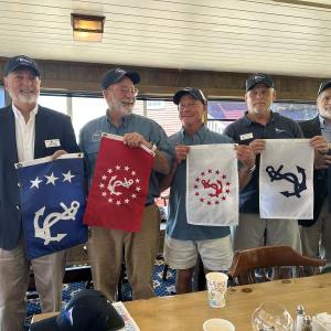 The DEYC 2026-2027 Bridge: From left, P/C Bob Ewing, V/C Terry Traver, R/C Scott Warren, F/C Jeff Banger, Commodore Steve Marin. Courtesy photo 