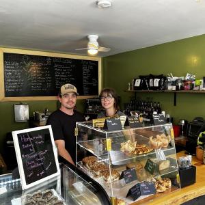 Grounded Coffee owners Kyle Farmer and Allie Marquette. KEVIN BURNHAM/Boothbay Register