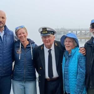 At the boat donation ceremony were, from left, Commissioner Carl Wilson and Erin Summers from the Maine Department of Marine Resources, Howard and Dee Wright, and Doug Goldhirsch. Courtesy photo
