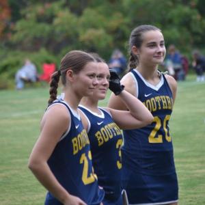 Seahawk tri-captains, from left, Izzy Andreasen, Olivia Carlson and Zuri Smith. KEVIN BURNHAM/Boothbay Register