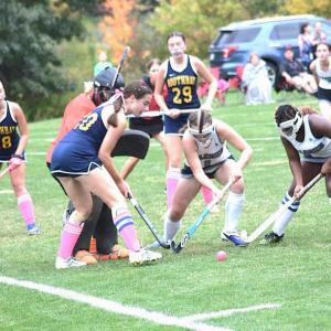 The Seahawks put pressure on Mountain Valley here in the first quarter but the Falcons prevailed in the scoring attempt and the game. KEVIN BURNHAM/Boothbay Register