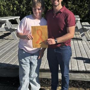 Top fundraiser Sawyer Piercy with Ray Ruby. KEVIN BURNHAM/Boothbay Register