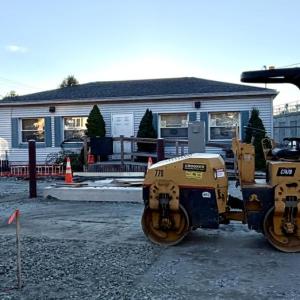 Construction moves along at 27 Sea St., with the pit at the front of BHSD's facility recently filled in.  ISABELLE CURTIS/Boothbay Register