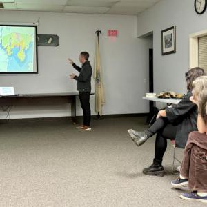 VHB Project Manager Luke Mitchell maps out areas of development in a draft Future Land Use Plan. Maine is one of the only states that require a FLUP as part of a comprehensive plan.  ISABELLE CURTIS/Boothbay Register