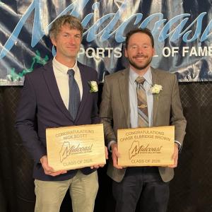 Coach Nick Scott and Chase Brown at the Midcoast Sports Hall of Fame induction ceremony. Larry Brown photo
