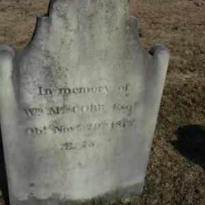 William McCobb headstone in Kenniston Cemetery. Sara Fahnley photo