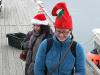 Two of Santa's elves (unidentifed) arrive at the Whale Park. GARY DOW/Boothbay Register