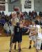 John Hepburn squeezes in a shot between two Telstar players. Hepburn and Anthony DiMauro each scored 16 points to lead the Seahawks. RYAN LEIGHTON/Boothbay Register