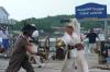 Fenris Chase, left, duels with Bloodthirsty Barbara using cutlasses. KATRINA CLARK/Boothbay Register