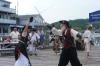 A rapier, called a “Gentleman’s Weapon,” during the demonstration, is a favorite of both Felicity, left, and Doc, right. KATRINA CLARK/Boothbay Register